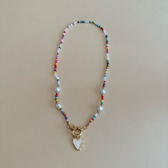 Beaded heart necklace N1019 - Picture 3 of 5